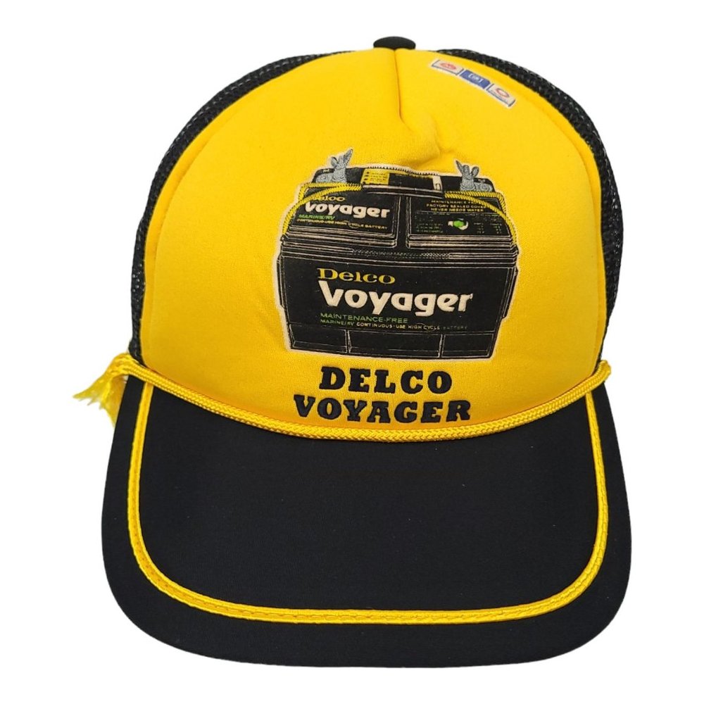 Vintage AC Delco Voyager Battery Mesh Trucker Hat Snapback Cap Foam Rope Braid